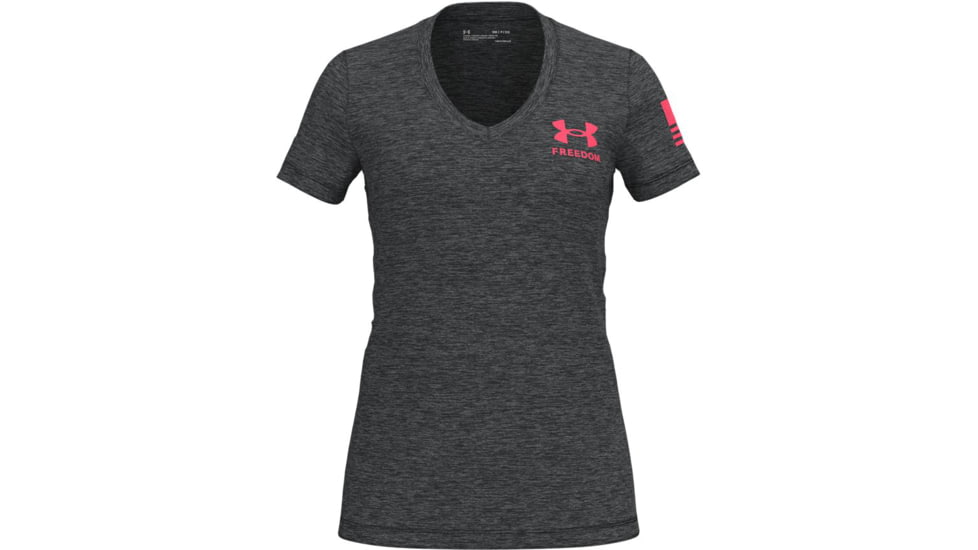 Under Armour Freedom Tech V-Neck Short Sleeve T-Shirt - Women's, 2XL, Black, 13694710012X