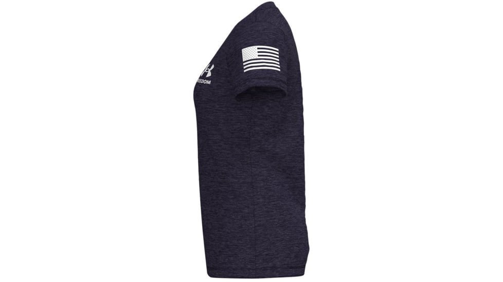 Under Armour Freedom Tech V-Neck Short Sleeve T-Shirt - Women's, Small, Midnight Navy, 1369471410SM