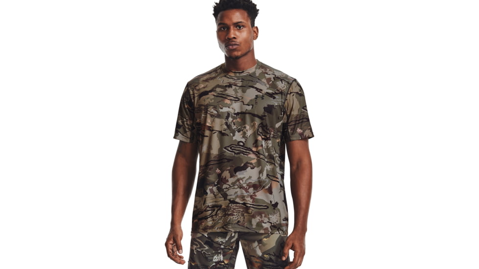 Under Armour Iso-Chill Brushline Short Sleeve Shirt - Mens, UA Forest All Season Camo, Medium, 1361310994MD