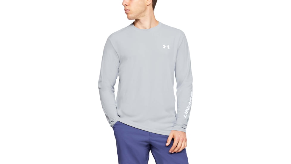 Under Armour Iso-Chill Shore Break Long Sleeve Shirt - Mens, Halo Gray, Large, 1351139014LG