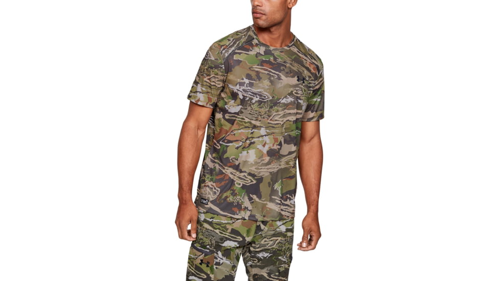 Under Armour IsoChill Brushline Short Sleeve Shirt - Mens, UA Forest Camo, 2X-Large, 13511439402X