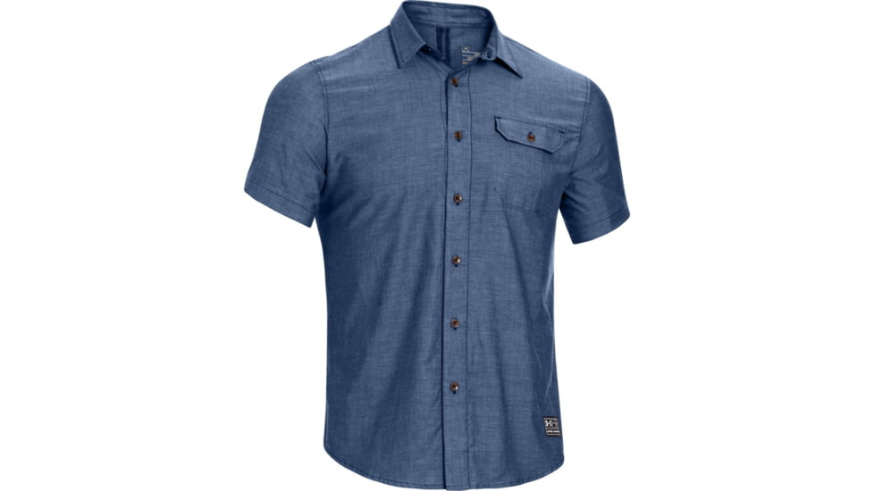 Under Armour Marcom Short Sleeve Woven Top - Men's-Indigo-Small