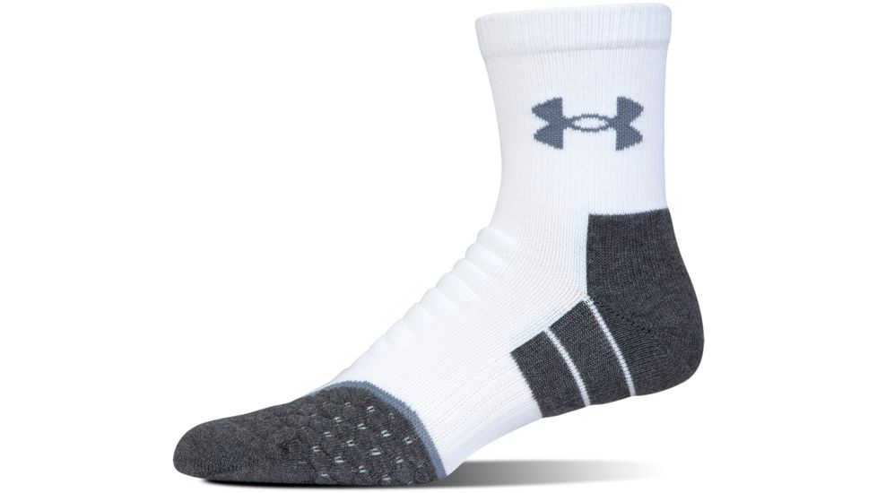Under Armour Mens All Season Mid Crew Socks, White, 9-11 Medium, U045-WHT-MD