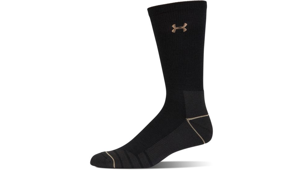 Under Armour Mens Hitch Charged Wool Socks, Black/Canvas, 10-13 Large, U722-BLK/CAN-LG