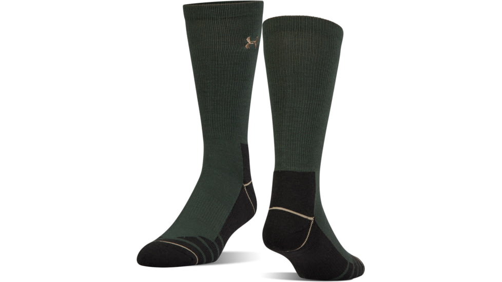 Under Armour Mens Hitch Charged Wool Socks, Combat Green/Canvas, 10-13 Large, U722-COM/CAN-LG