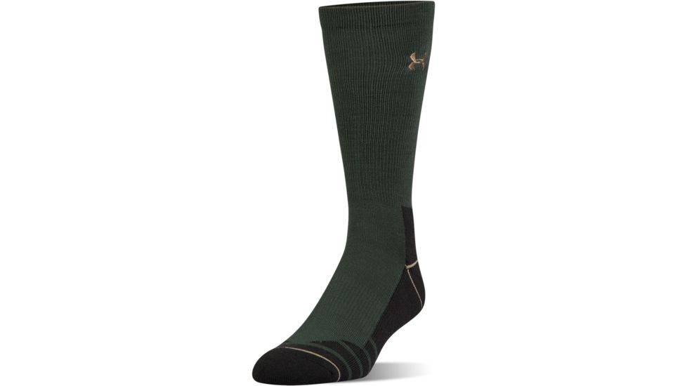 Under Armour Mens Hitch Charged Wool Socks, Combat Green/Canvas, 10-13 Large, U722-COM/CAN-LG