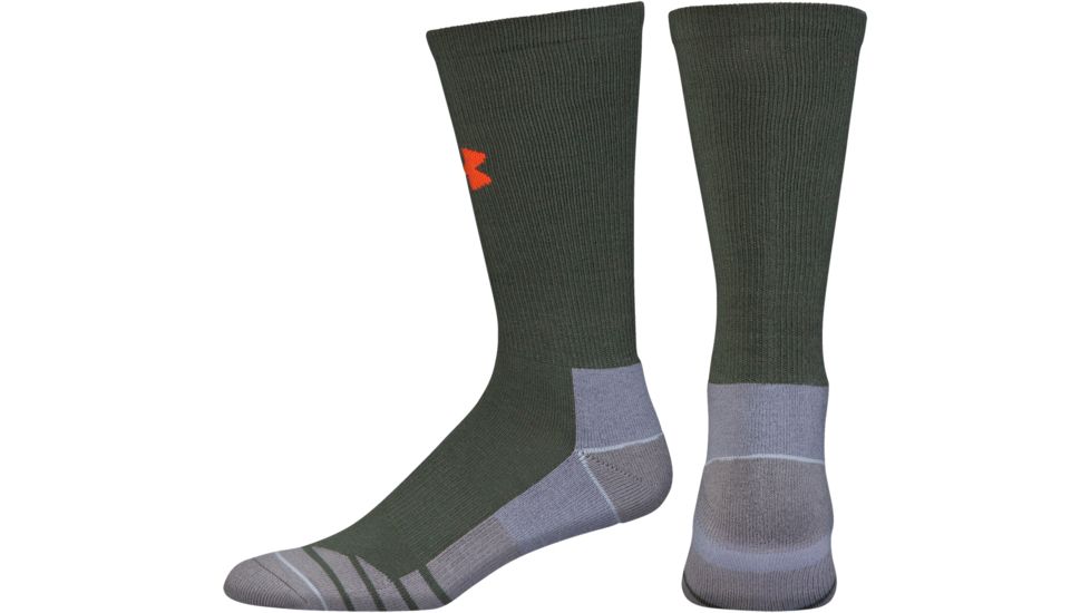 Under Armour Mens Hitch Lite 3.0 Socks, Combat Green/Volcano Orange, 9-11 Medium, U731-COM/VOL-MD