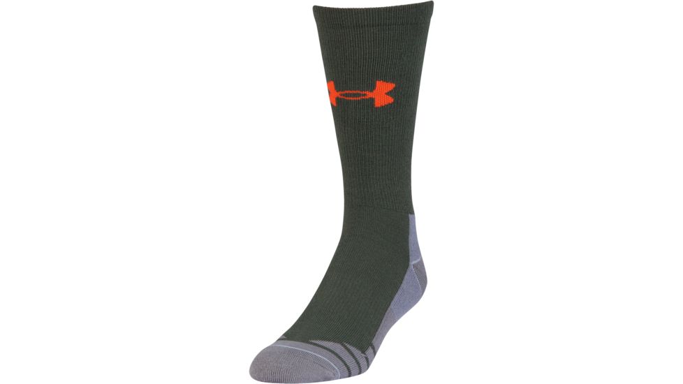 Under Armour Mens Hitch Lite 3.0 Socks, Combat Green/Volcano Orange, 9-11 Medium, U731-COM/VOL-MD