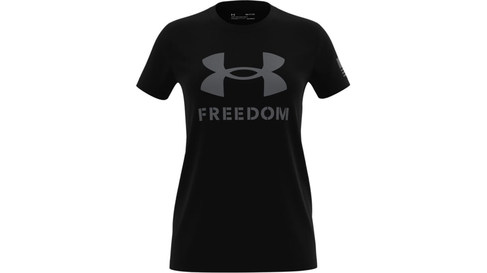 Under Armour New Freedom Logo T-Shirt - Womens, Black / Graphite, Extra Small, 1370815001XS