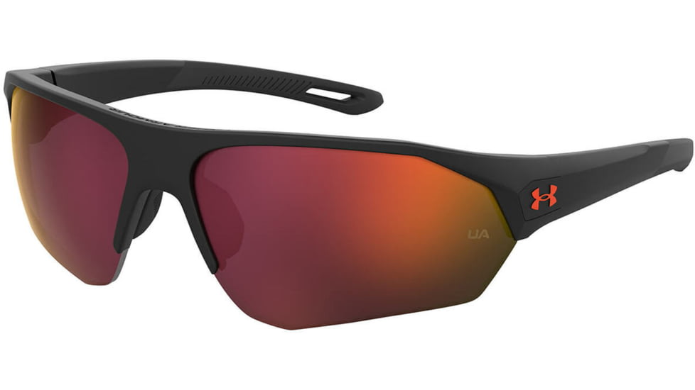 Under Armour Playmaker Sunglasses with Matte Black/Grey Frame and Orange Mirror Lens, Medium, UA0001GS RC2-7F