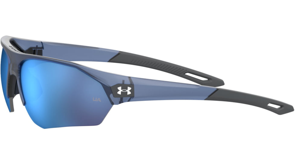 Under Armour Playmaker Sunglasses with Matte Blue Frame and Baseball Tuned Blue Mirror Lens, Medium, UA0001GS PJP-W1
