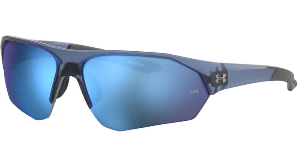 Under Armour Playmaker Sunglasses with Matte Blue Frame and Baseball Tuned Blue Mirror Lens, Medium, UA0001GS PJP-W1