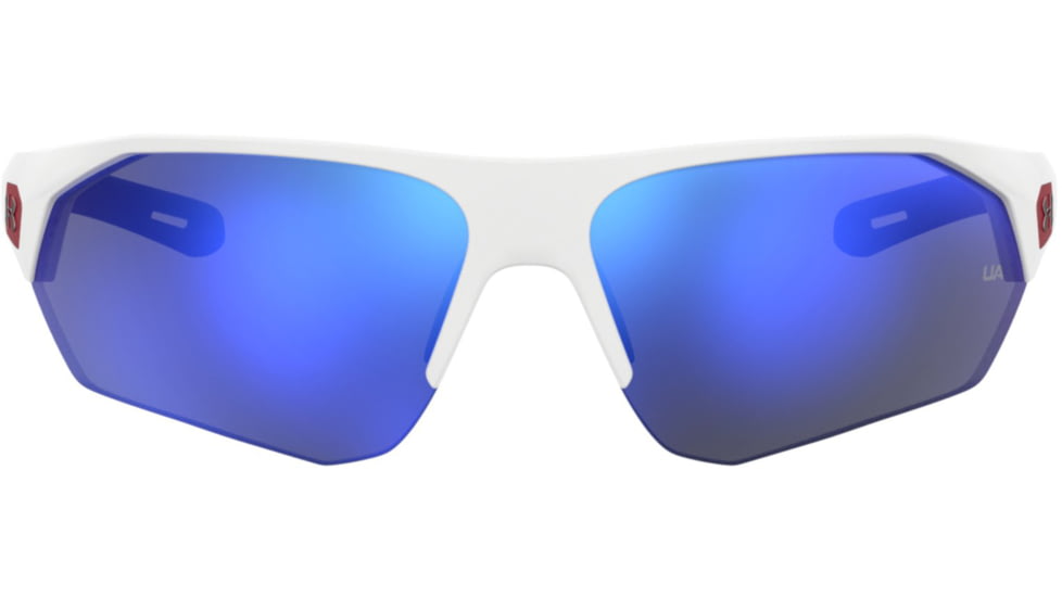 Under Armour Playmaker Sunglasses with Matte White Frame and Baseball Tuned Blue Mirror Lens, Medium, UA0001GS 6HT-W1