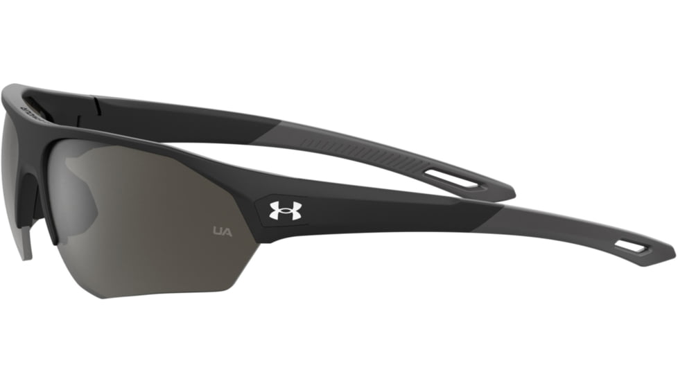 Under Armour Playmaker Sunglasses with Shiny Black/Grey Frame and Silver Mirror Lens, Medium, UA0001GS 807-QI