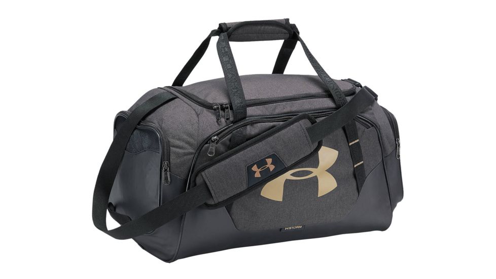 Under Armour Storm Undeniable Backpack Small Duffle Bag, Black Medium Heather/Black/Metallic Victory Gold, 1277421-004-OSFA