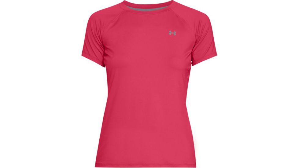 Under Armour Sunblock Short Sleeve Active Top - Women's, Hollywood/OVERCAST GRAY/OVERCAST GRAY, SM, 1309722-681-SM