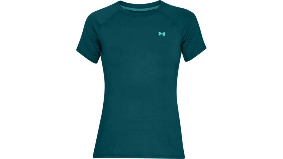 Under Armour Sunblock Short Sleeve Shirt - Women's, Tourmaline Teal AFS/Deprecated-Desert Sky/Tropical, Extra Small, 1309722-716-XS
