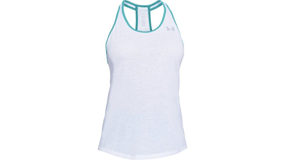 Under Armour Swyft Racer Tank - Women's, White/Desert Sky/Reflective, Large, 1318420-101-LG