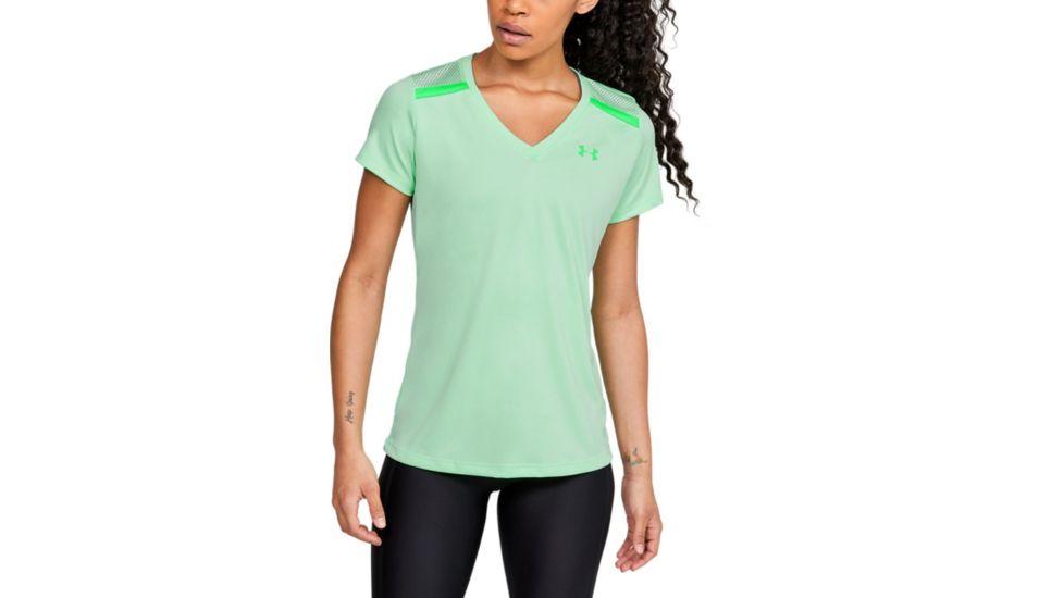 Under Armour Tech Shoulder Contrast T-Shirt - Womens, 2XL, Green Haze, 13519663822X