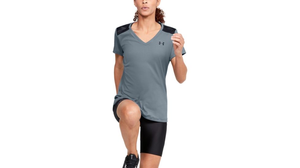 Under Armour Tech Shoulder Contrast T-Shirt - Womens, Extra Small, Hushed Turquoise, 1351966396XS