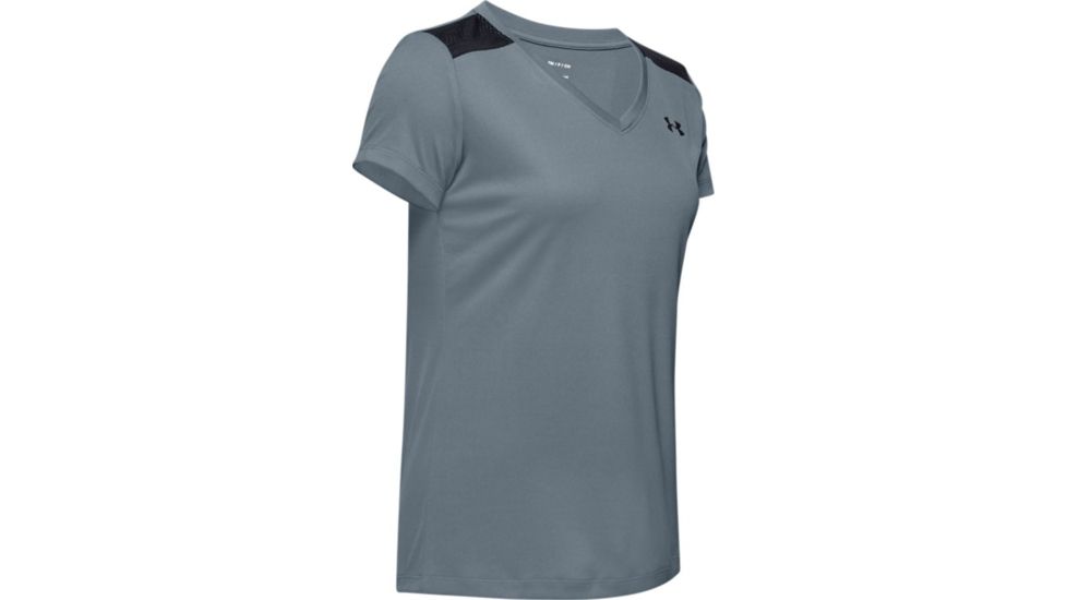 Under Armour Tech Shoulder Contrast T-Shirt - Womens, Extra Small, Hushed Turquoise, 1351966396XS