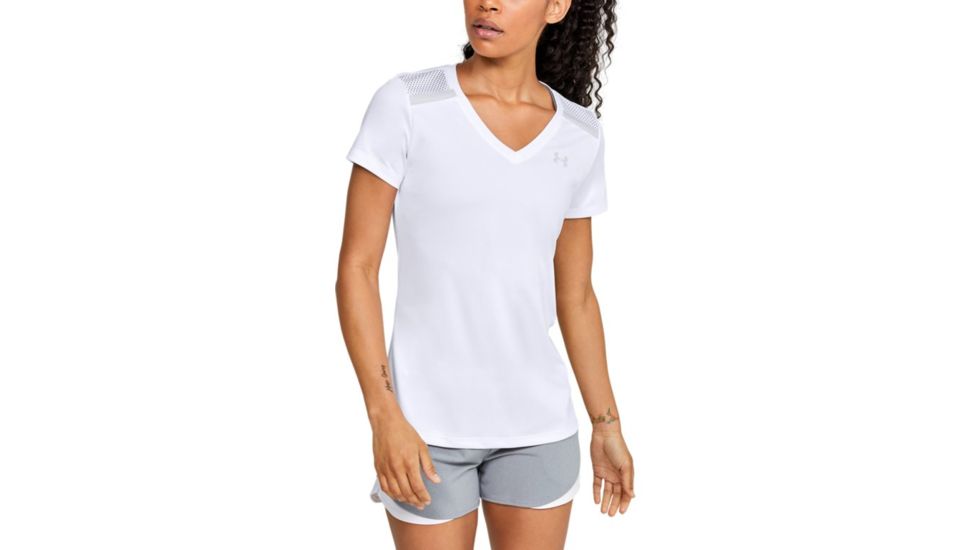 Under Armour Tech Shoulder Contrast T-Shirt - Womens, Extra Small, White, 1351966100XS