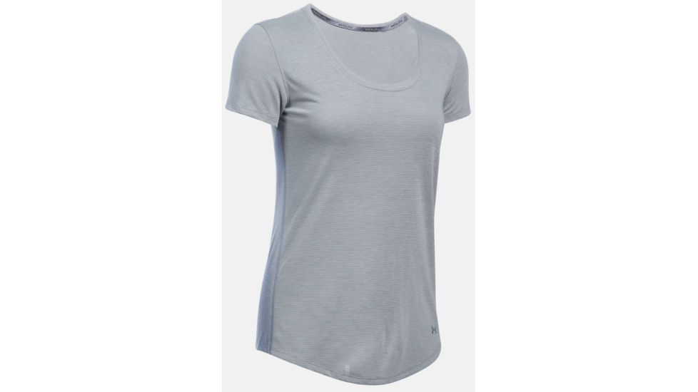 Under Armour Threadborne Streaker Short Sleeve T-Shirt - Women's-True Gray Heather/Reflective-Large