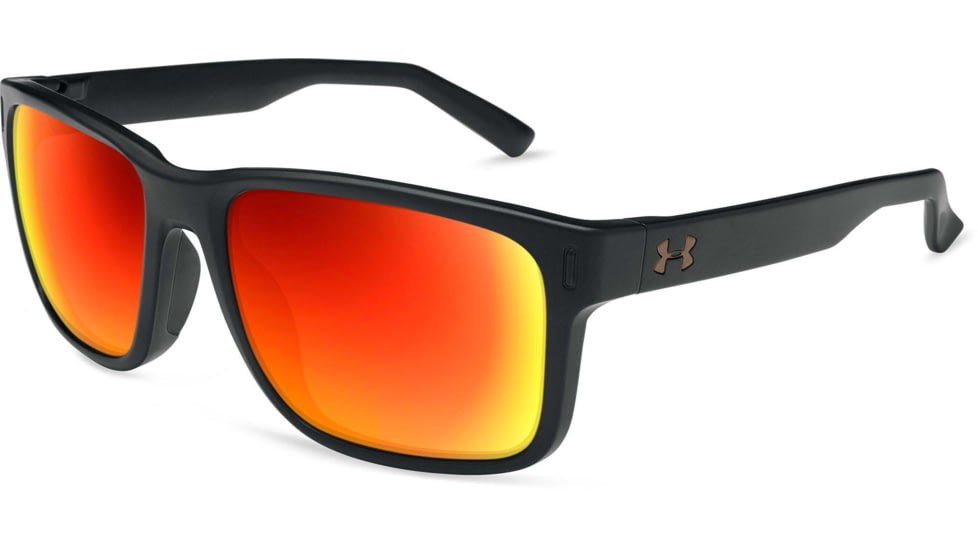 Under Armour UA Assist Sunglasses, Gray with Orange Mirror Lens, Satin Black, One Size Fits Most, UA8600101-010141