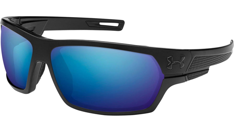 Under Armour UA Battlewrap Sunglasses, Off-Shore Lens, Satin Black, One Size Fits Most, UA8650081-010167