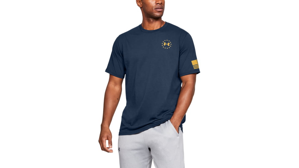 Under Armour UA Freedom Flag T-Shirt - Mens, Academy/Steeltown Gold, Small, 1333350410SM