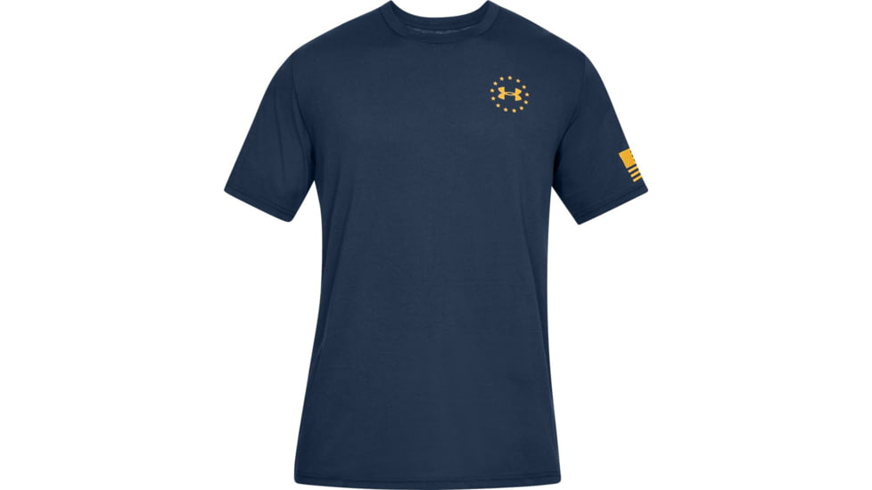 Under Armour UA Freedom Flag T-Shirt - Mens, Academy/Steeltown Gold, Small, 1333350410SM