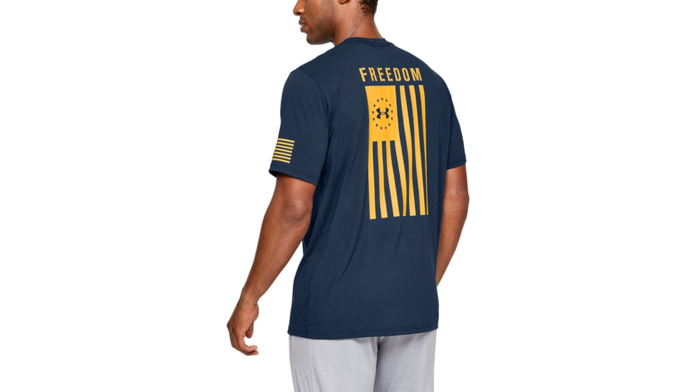 Under Armour UA Freedom Flag T-Shirt - Mens, Academy/Steeltown Gold, Small, 1333350410SM