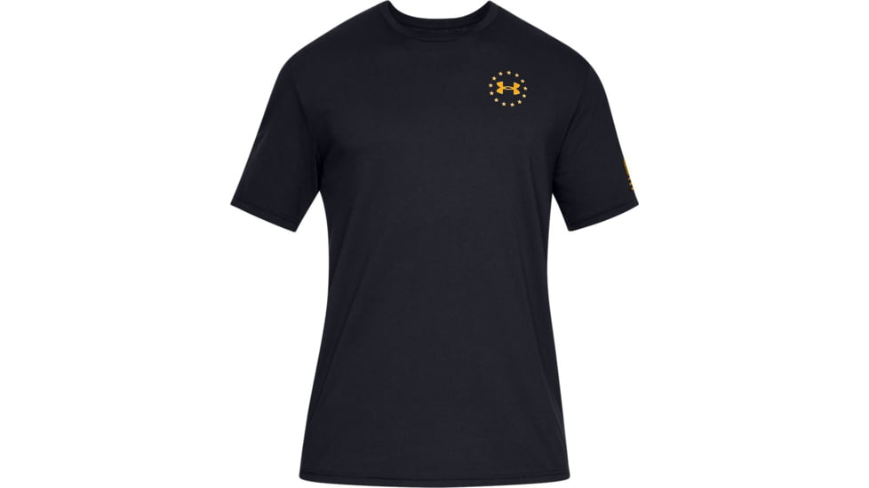 Under Armour UA Freedom Flag T-Shirt - Mens, Black/Steeltown Gold, 3X-Large, 13333500033XL