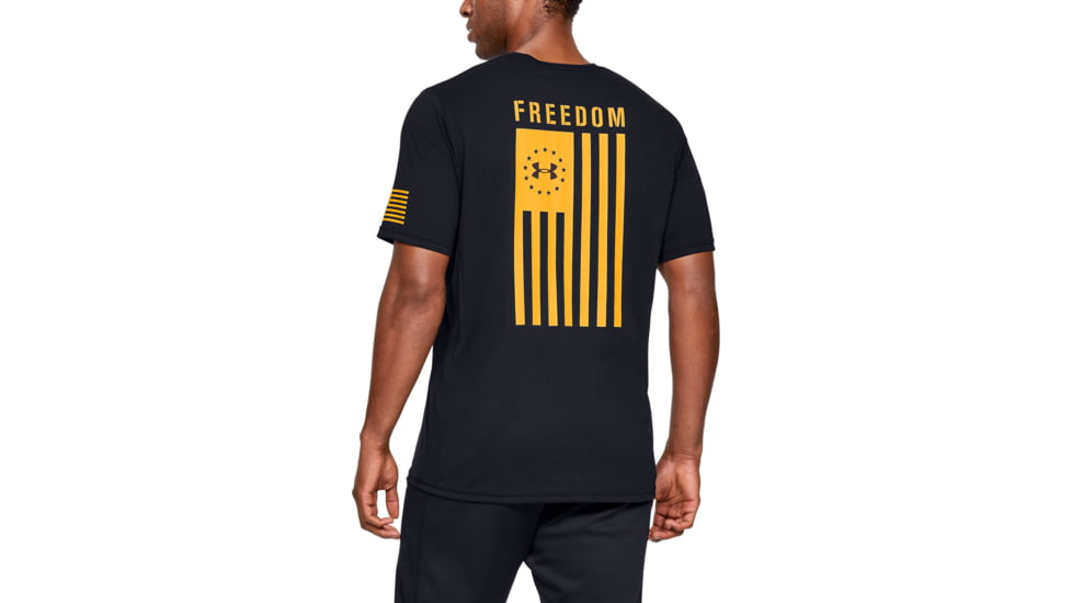 Under Armour UA Freedom Flag T-Shirt - Mens, Black/Steeltown Gold, 3X-Large, 13333500033XL