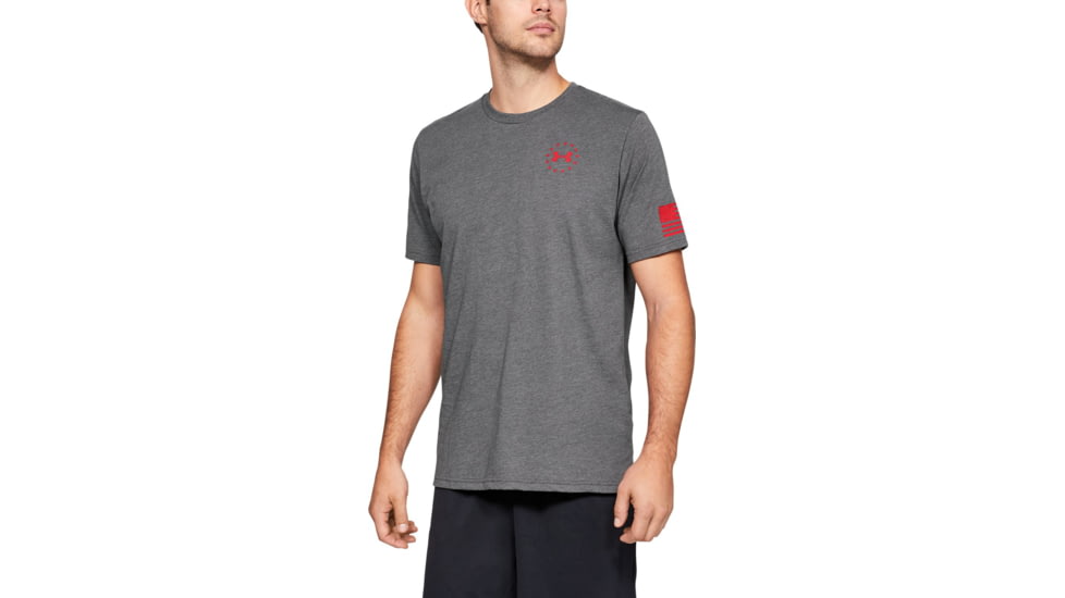 Under Armour UA Freedom Flag T-Shirt - Mens, Charcoal Medium Heather, X-Large, 1333350019XL