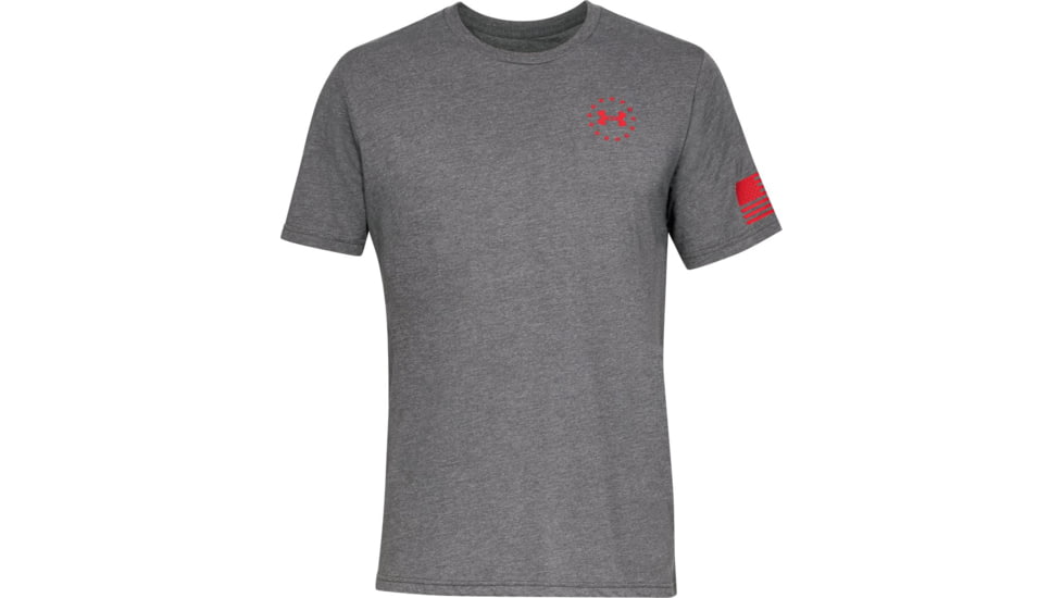 Under Armour UA Freedom Flag T-Shirt - Mens, Charcoal Medium Heather, X-Large, 1333350019XL