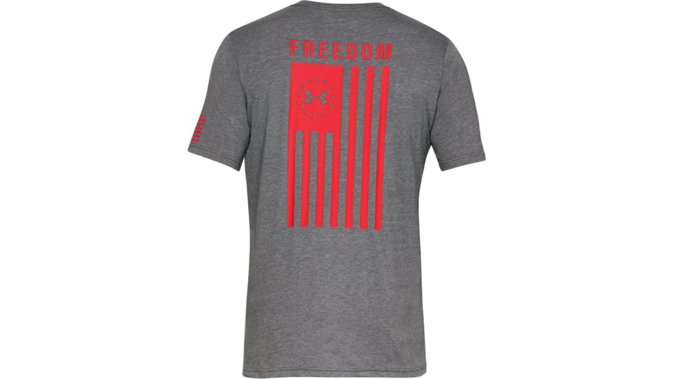 Under Armour UA Freedom Flag T-Shirt - Mens, Charcoal Medium Heather, X-Large, 1333350019XL