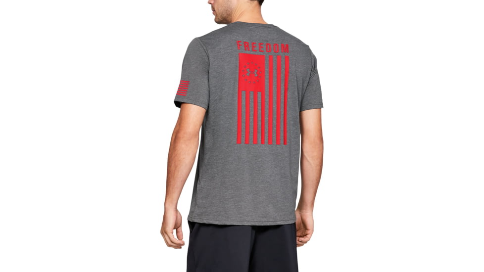 Under Armour UA Freedom Flag T-Shirt - Mens, Charcoal Medium Heather, X-Large, 1333350019XL