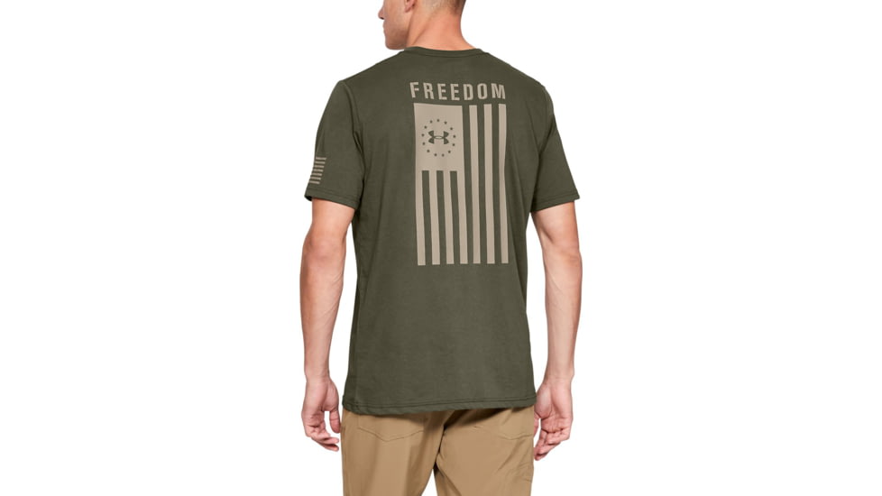 Under Armour UA Freedom Flag T-Shirt - Mens, Marine OD Green, X-Large, 1333350390XL