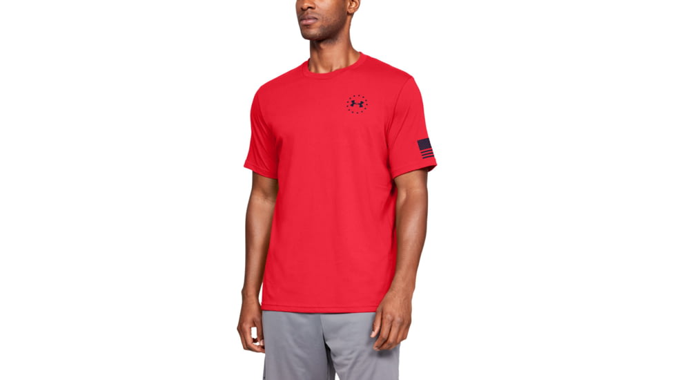 Under Armour UA Freedom Flag T-Shirt - Mens, Red/Academy, X-Large, 1333350601XL