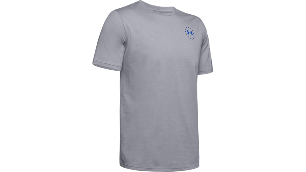 Under Armour UA Freedom Flag T-Shirt - Mens, Steel Medium Heather/Blue, X-Large, 1333350036XL