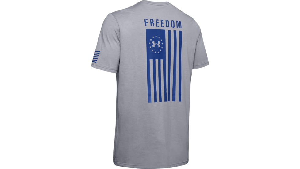 Under Armour UA Freedom Flag T-Shirt - Mens, Steel Medium Heather/Blue, X-Large, 1333350036XL