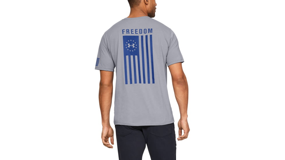 Under Armour UA Freedom Flag T-Shirt - Mens, Steel Medium Heather/Blue, X-Large, 1333350036XL