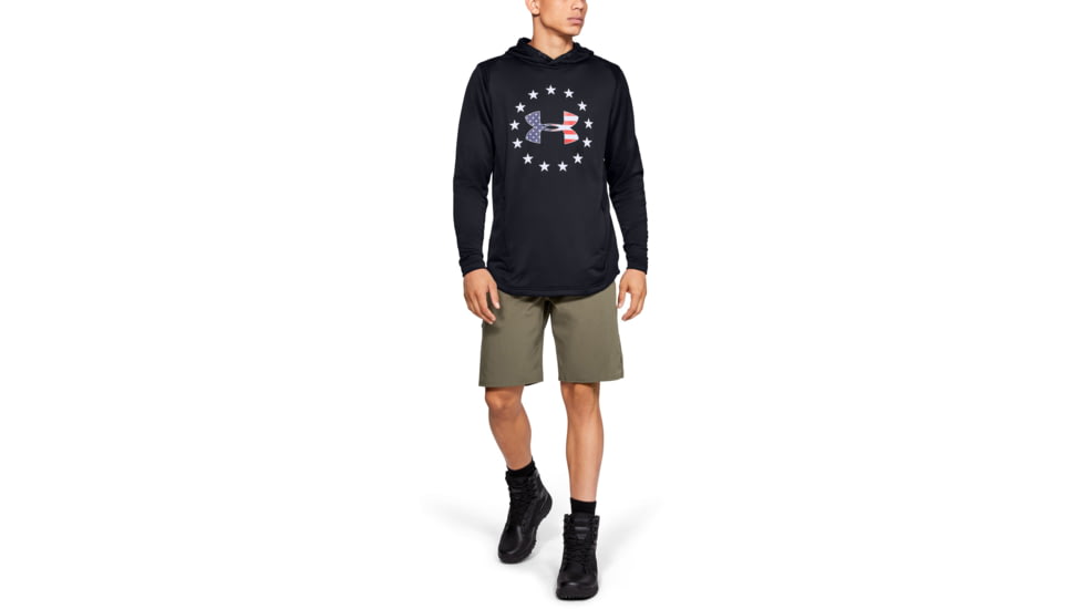 Under Armour UA Freedom Tech Terry Hoodie - Mens, Black/White, 2X-Large, 13231050022X