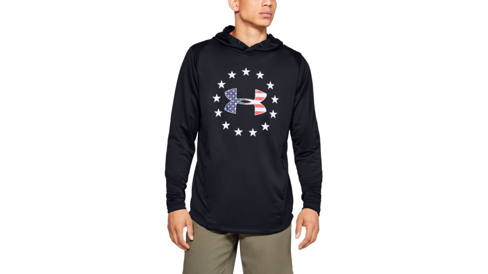 Under Armour UA Freedom Tech Terry Hoodie - Mens, Black/White, 2X-Large, 13231050022X