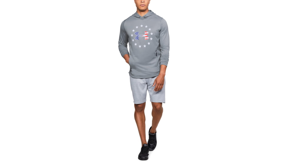 Under Armour UA Freedom Tech Terry Hoodie - Mens, Steel, X-Large, 1323105035XL