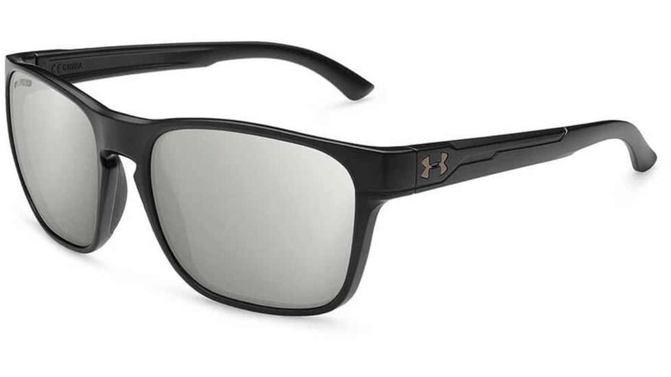 Under Armour UA Glimpse Sunglasses, Silver Polarized Lens, Satin Black, One Size Fits Most, UA8640111-010118