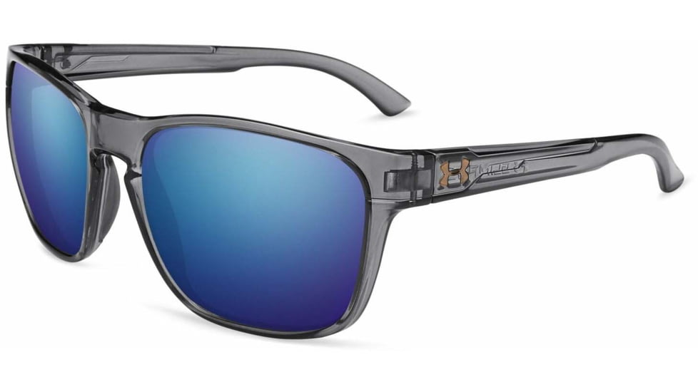 Under Armour UA Glimpse Sunglasses, Tuned Offshore Polarized Lens, Gloss Crystal Smoke, One Size Fits Most, UA8650111-040467