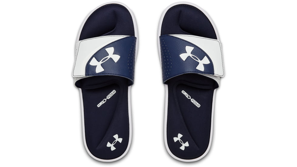 Under Armour UA Ignite VI Slide Sandal - Mens, White/Blue, 15, 302271110115