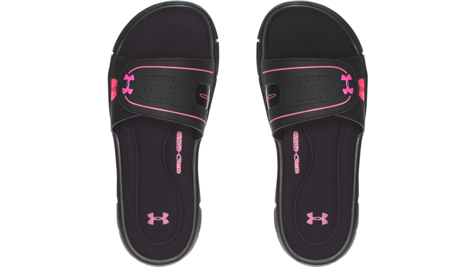 Under Armour UA Ignite VIII Slide Sandal - Womens, Black/Pink, 11, 128731900611